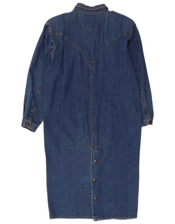 Vestido camisa jeans feminino vintage Reino Unido 14 azul médio