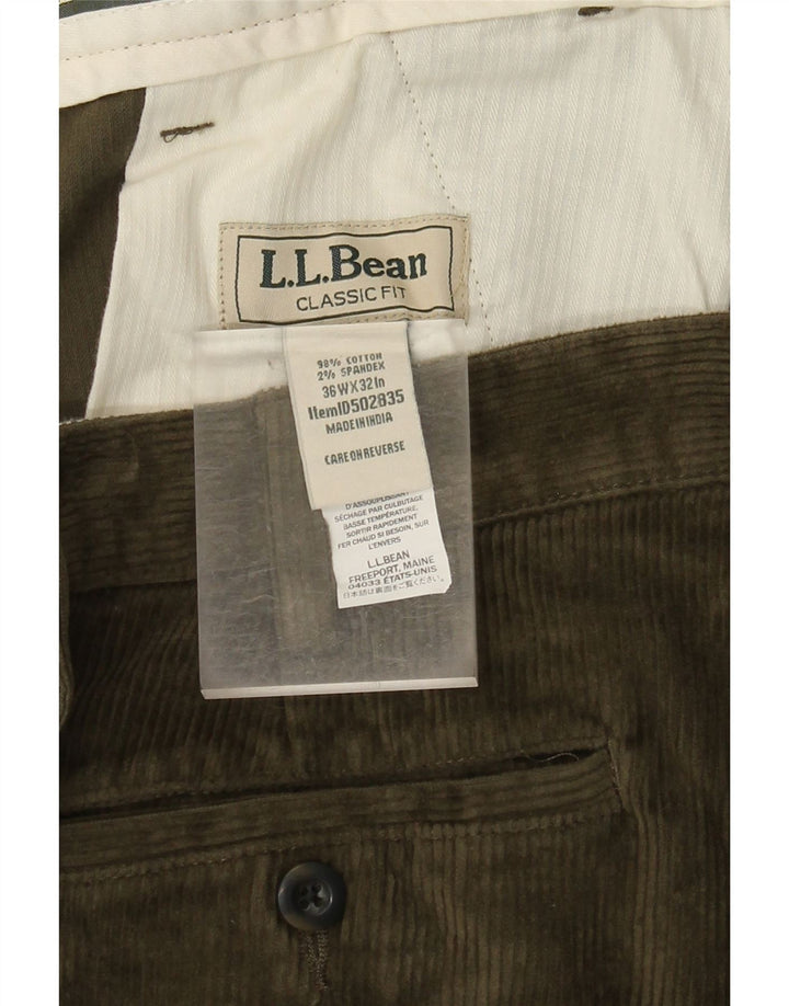 L.L.BEAN Calça masculina clássica de veludo reto W36 L32 algodão cáqui