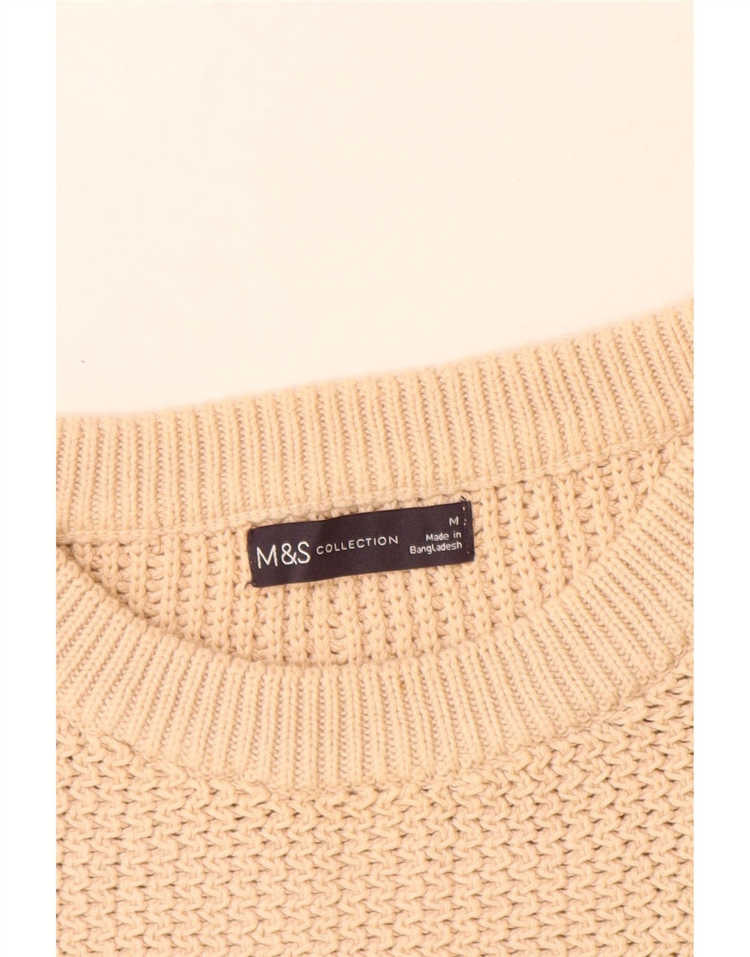 Suéter feminino Marks & Spencer com gola redonda Reino Unido 14 médio bege