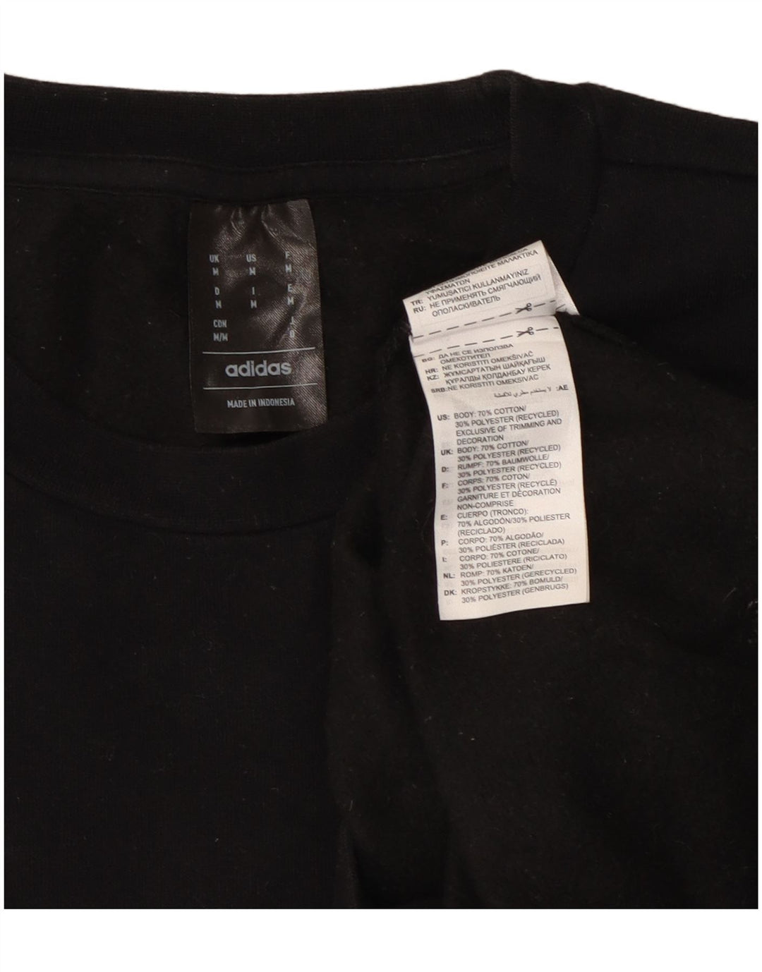 ADIDAS Mens Moletom Jumper Médio Algodão Preto