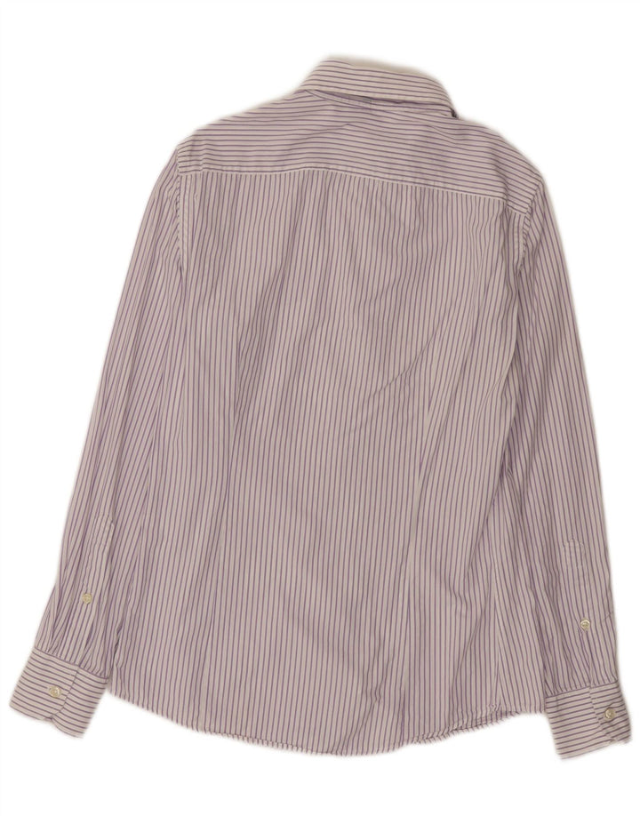 Camisa masculina Benetton pequena listrada roxa de algodão