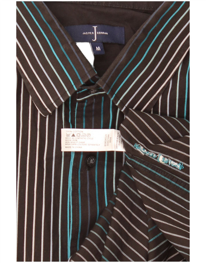 Camisa masculina Jasper Conran de algodão listrado preto médio