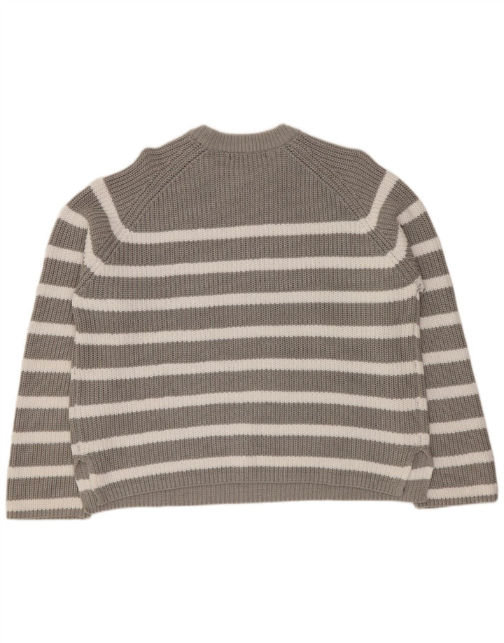 Suéter feminino MARKS & SPENCER com gola redonda e listrado cinza grande Reino Unido 16