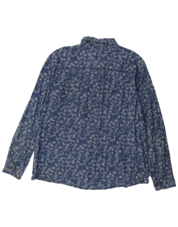 Camisa masculina Fat Face 2XL algodão floral azul