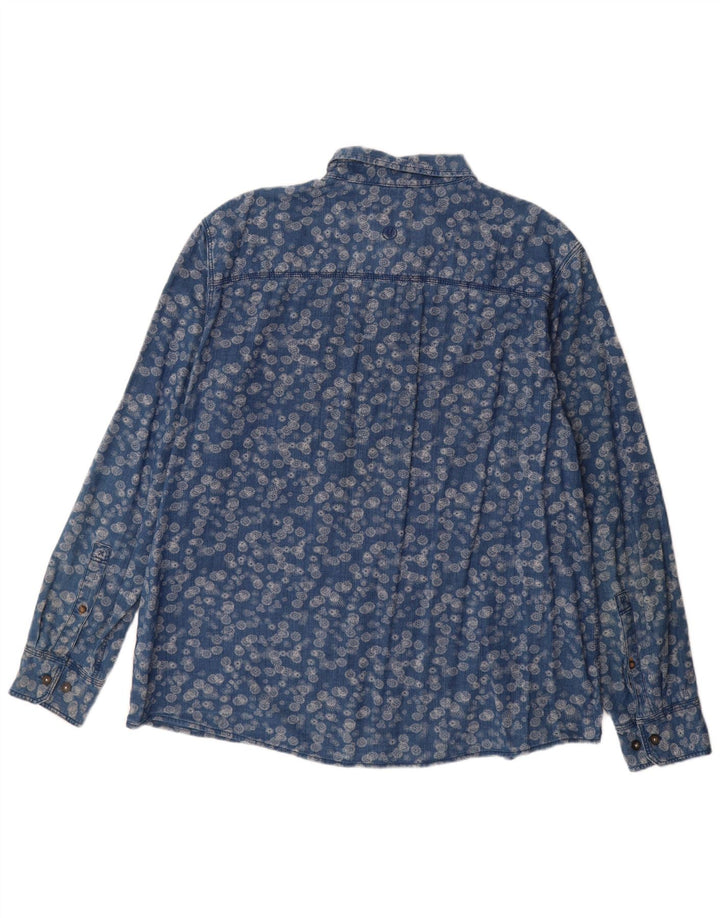Camisa masculina Fat Face 2XL algodão floral azul