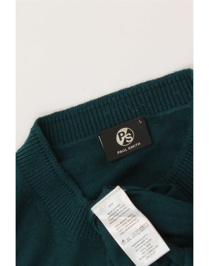 Suéter masculino Paul Smith com gola redonda, grande lã merino verde