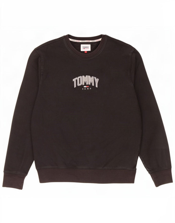 Tommy Hilfiger moletom gráfico masculino jumper médio algodão preto