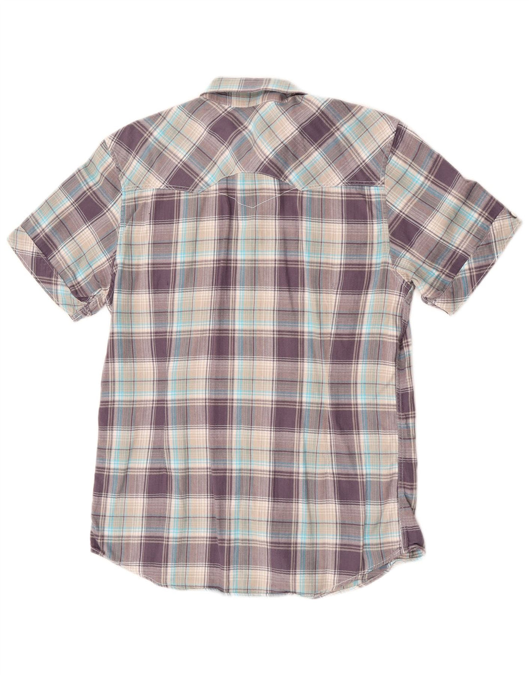 Camisa masculina de manga curta Levi's de algodão xadrez roxo médio