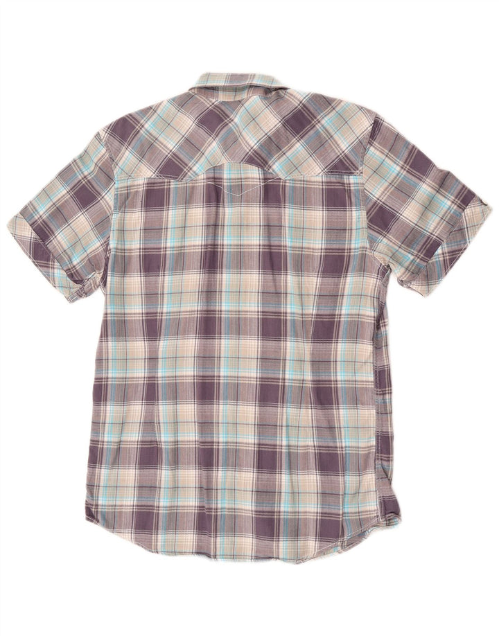 Camisa masculina de manga curta Levi's de algodão xadrez roxo médio