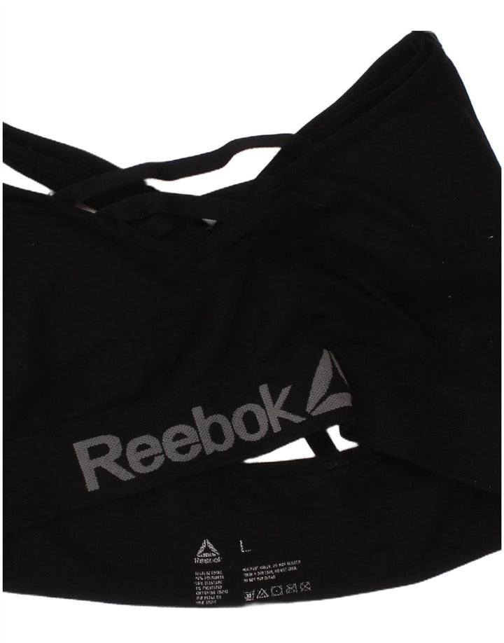 REEBOK Womens Sport Bra Graphic Vest Top Large Black