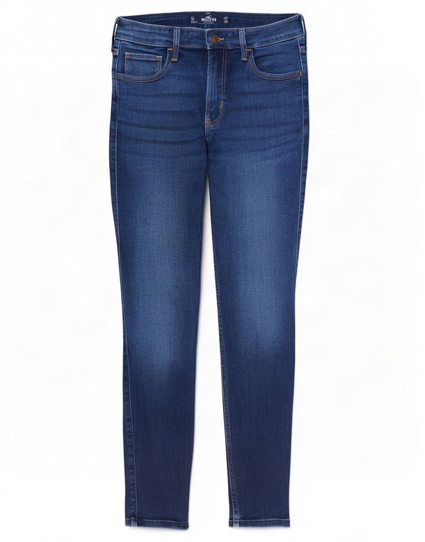 Calça jeans feminina Hollister cintura alta super skinny US 5 pequena W27 L26 azul
