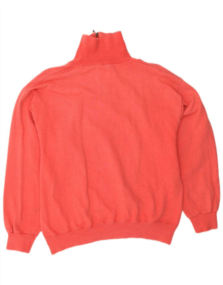 CHAMPION Suéter feminino com gola e zíper UK 14 algodão vermelho médio