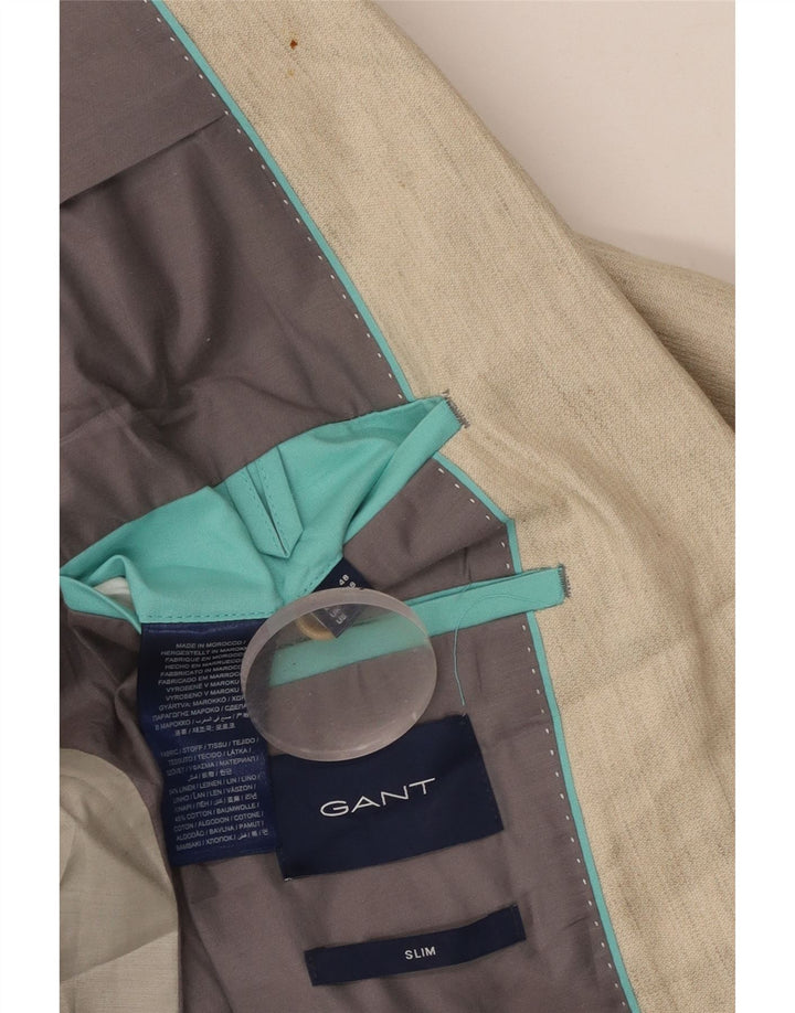 Jaqueta Blazer Masculina Slim de 2 Botões GANT Reino Unido 38 Linho Bege Médio