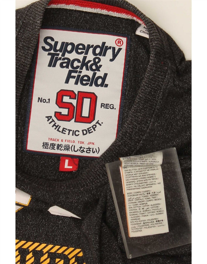 Camiseta gráfica masculina Superdry Top grande algodão cinza