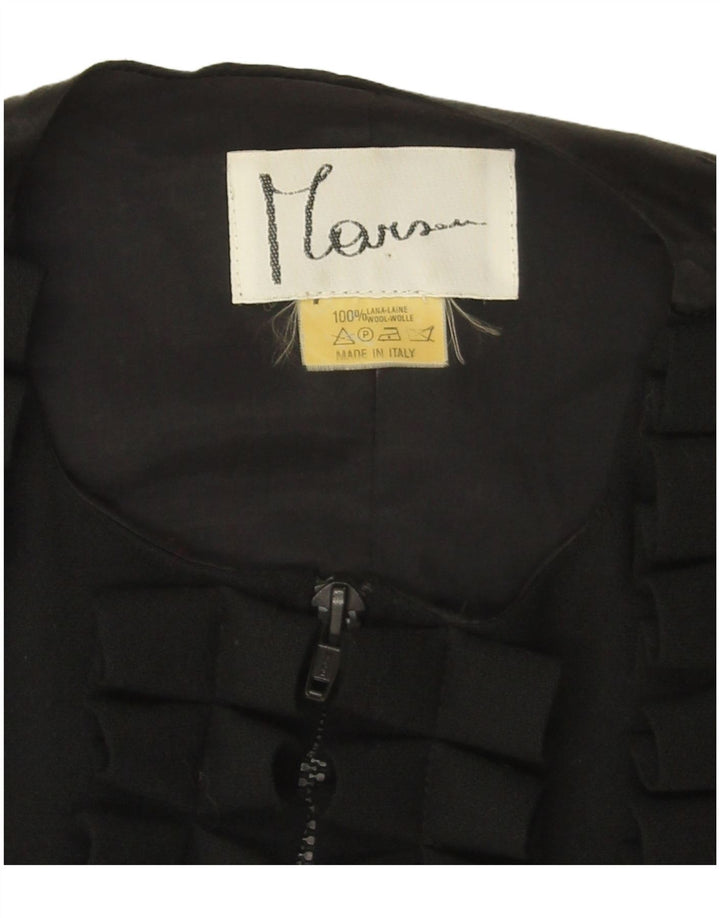 Colete feminino vintage UK 16 pequeno lã preta