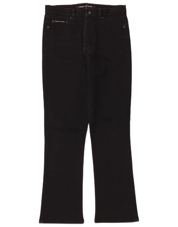 Calça jeans feminina DKNY Bootcut US 10 grande W30 L30 algodão preto