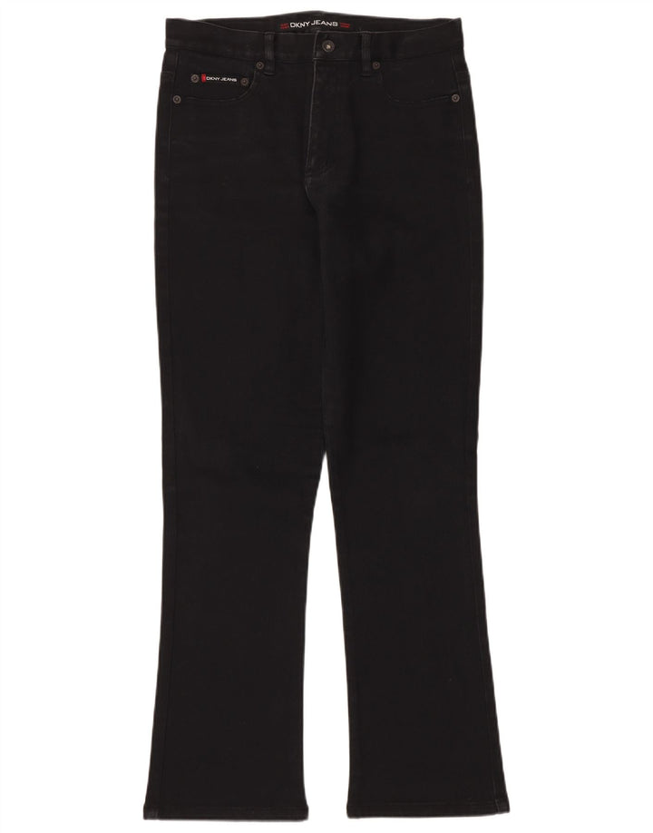 Calça jeans feminina DKNY Bootcut US 10 grande W30 L30 algodão preto
