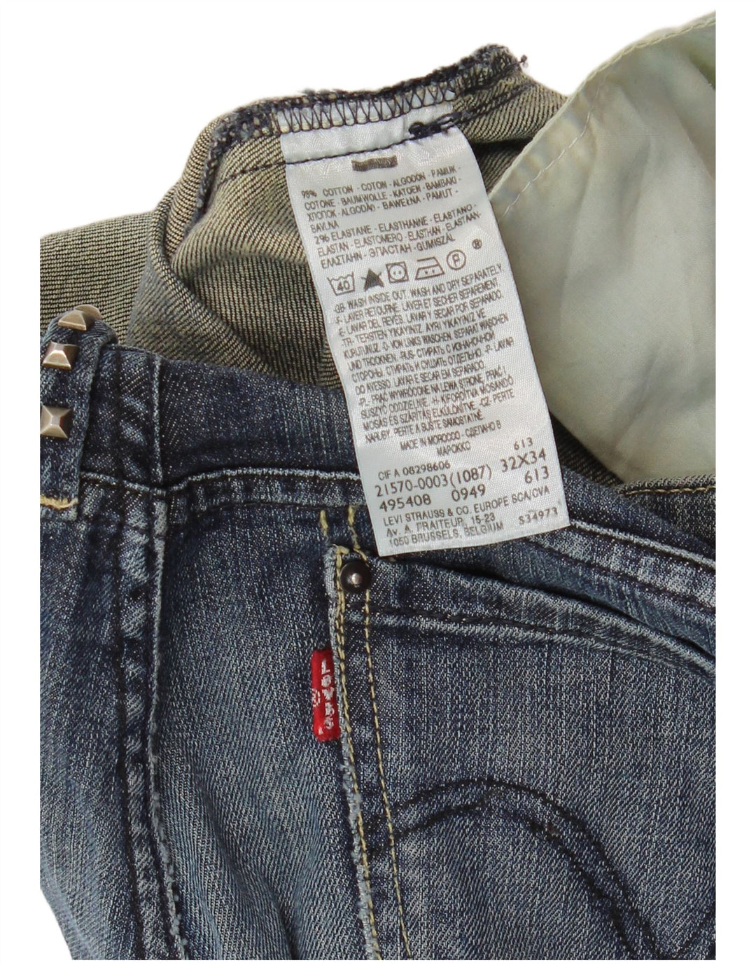 Jeans retos femininos Levi's W32 L30 algodão azul