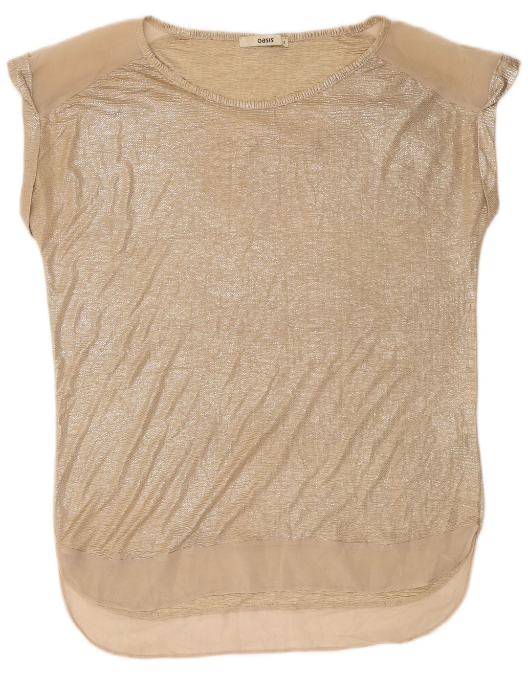 Blusa feminina OASIS com palangre oversized UK 10 pequena dourada poliéster