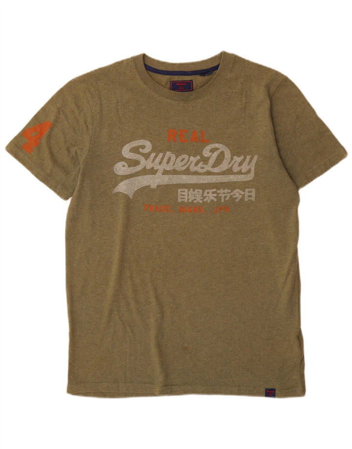 Camiseta gráfica masculina Superdry Top médio algodão cáqui