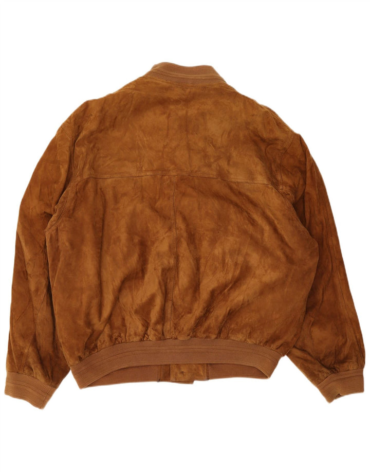 Jaqueta bomber masculina vintage de camurça IT 56 3XL marrom