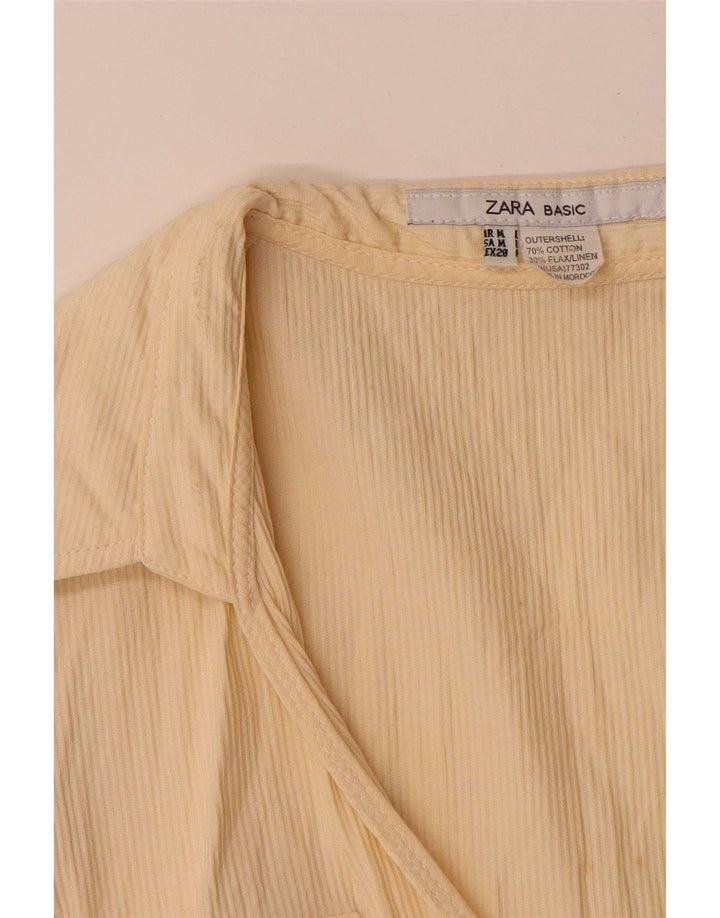 Vestido feminino Zara A-Line UK 12 algodão amarelo médio