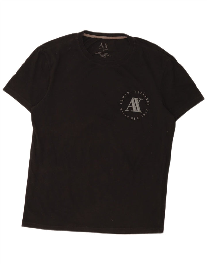 Camiseta gráfica masculina Armani Exchange Top médio algodão preto