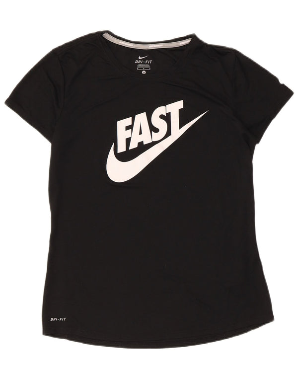 Camiseta Nike Feminina Dri Fit Graphic Top UK 12 Médio Preto Poliéster