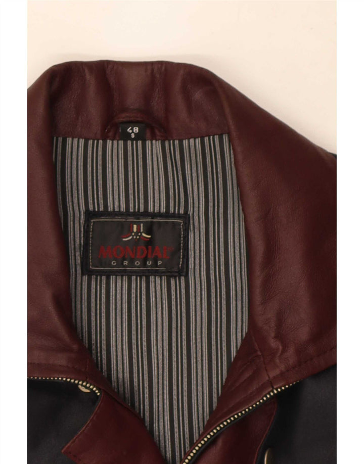 Jaqueta de couro masculina Mondial IT 48 pequena couro preto Colourblock