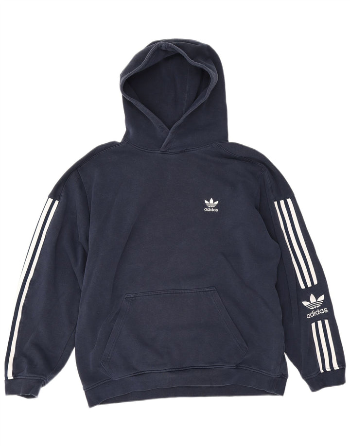 Adidas masculino gráfico moletom com capuz médio azul marinho