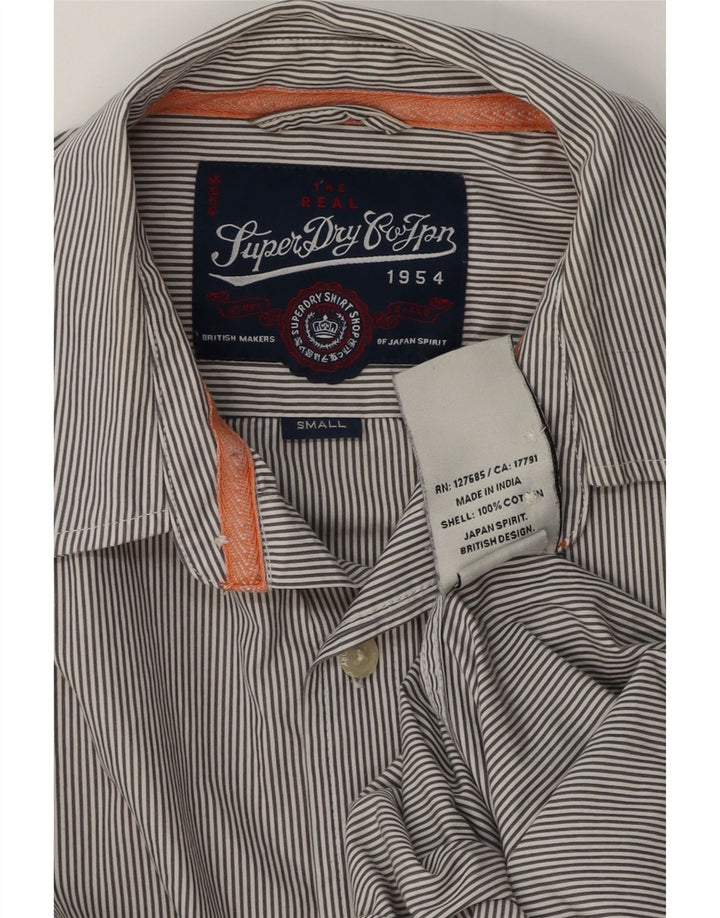 Camisa masculina Superdry pequena listrada cinza algodão