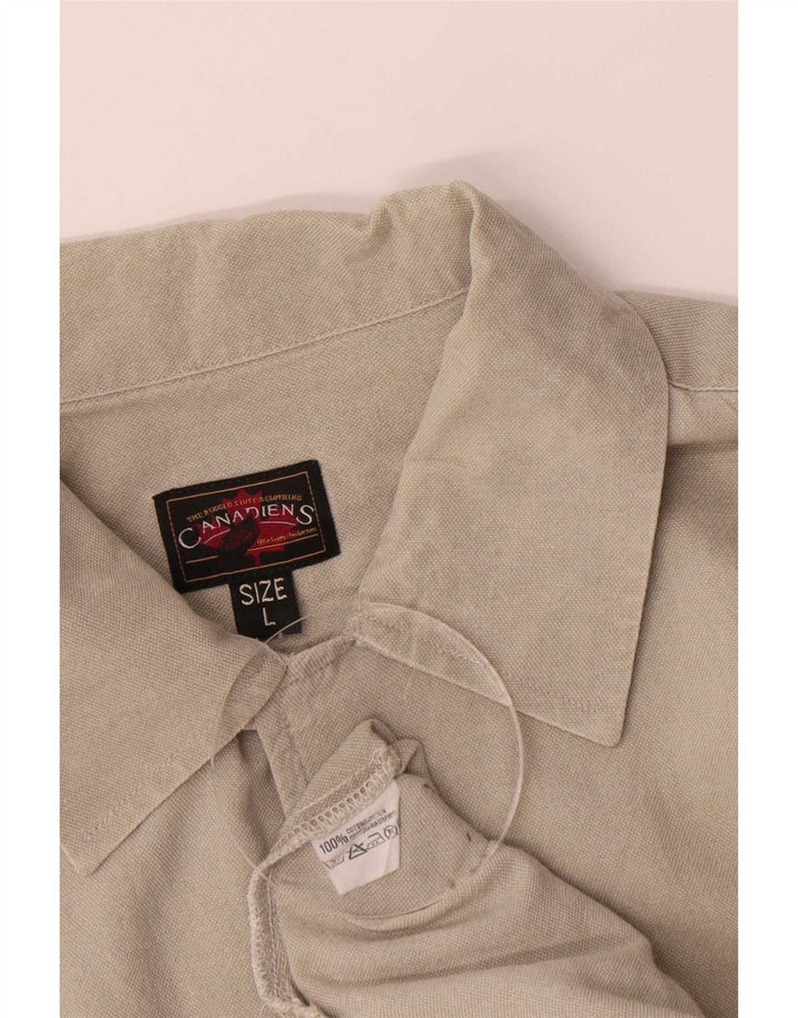 Camisa masculina de manga curta Canadiens algodão cinza grande