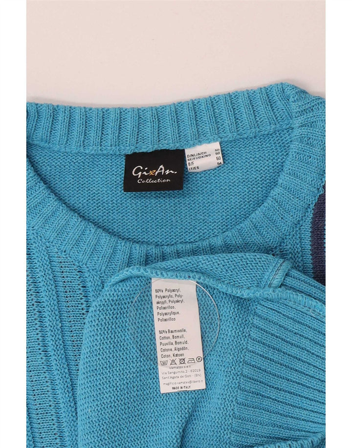 Suéter masculino Gixan com ajuste regular e gola redonda IT 50 listrado azul médio