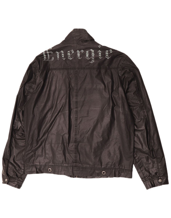 Jaqueta militar masculina de algodão encerado gráfico Energie UK 44 2XL algodão preto