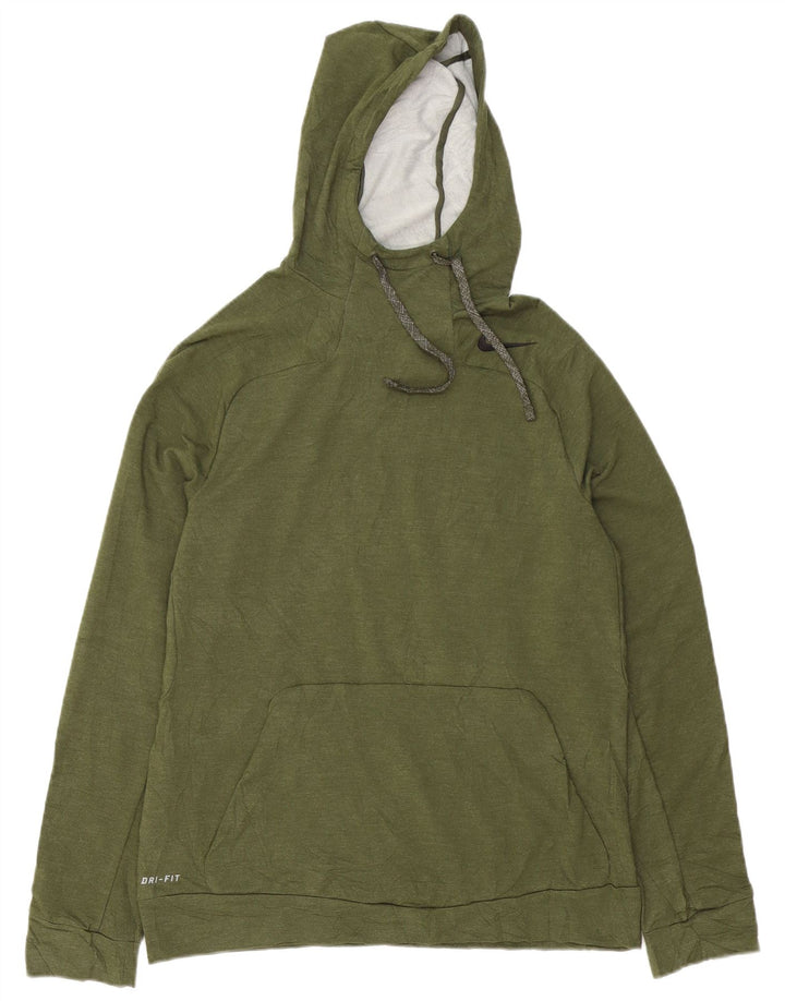 Nike Mens Dri Fit Hoodie Jumper Médio Khaki Rayon