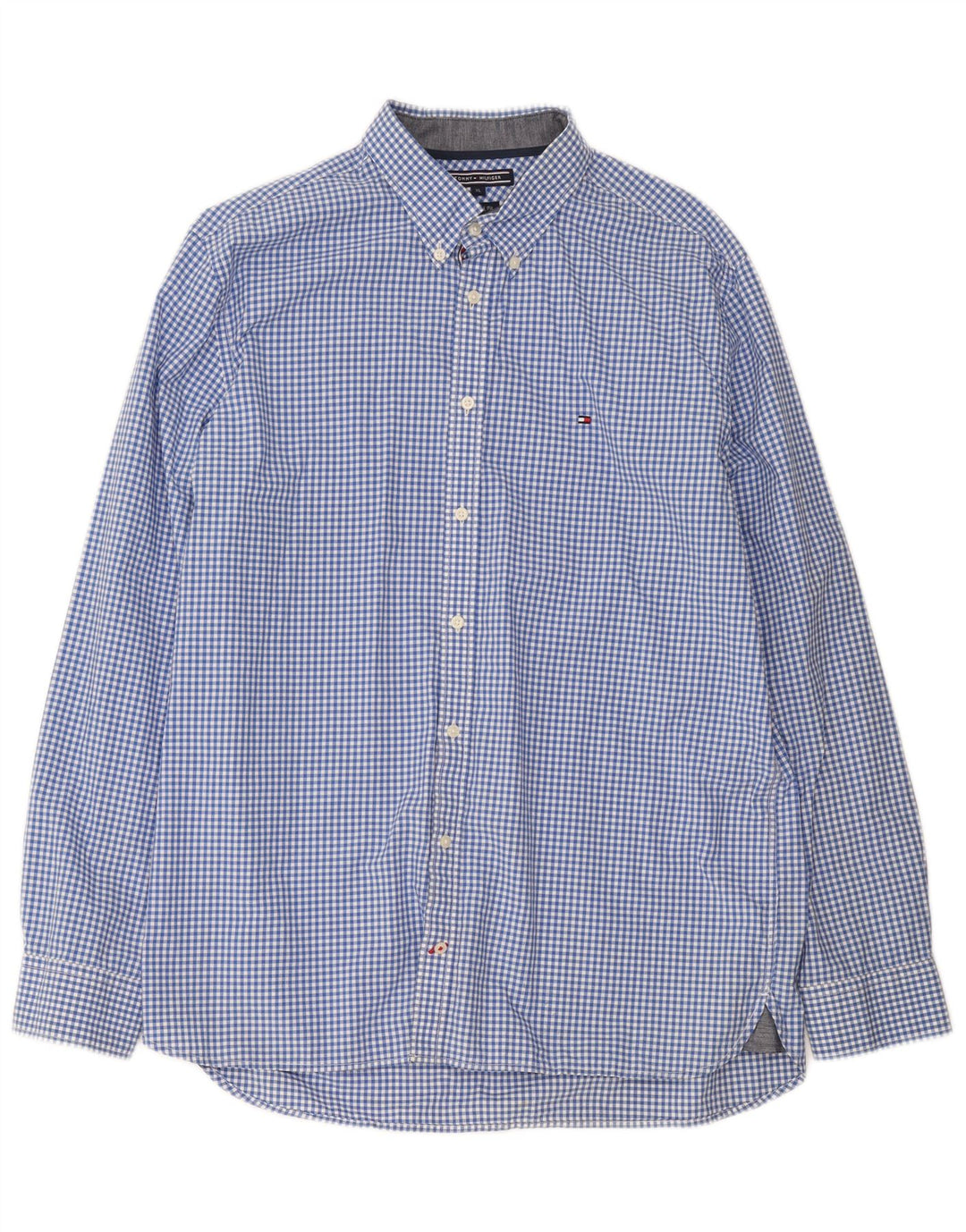 Camisa masculina Tommy Hilfiger XL azul algodão guingão