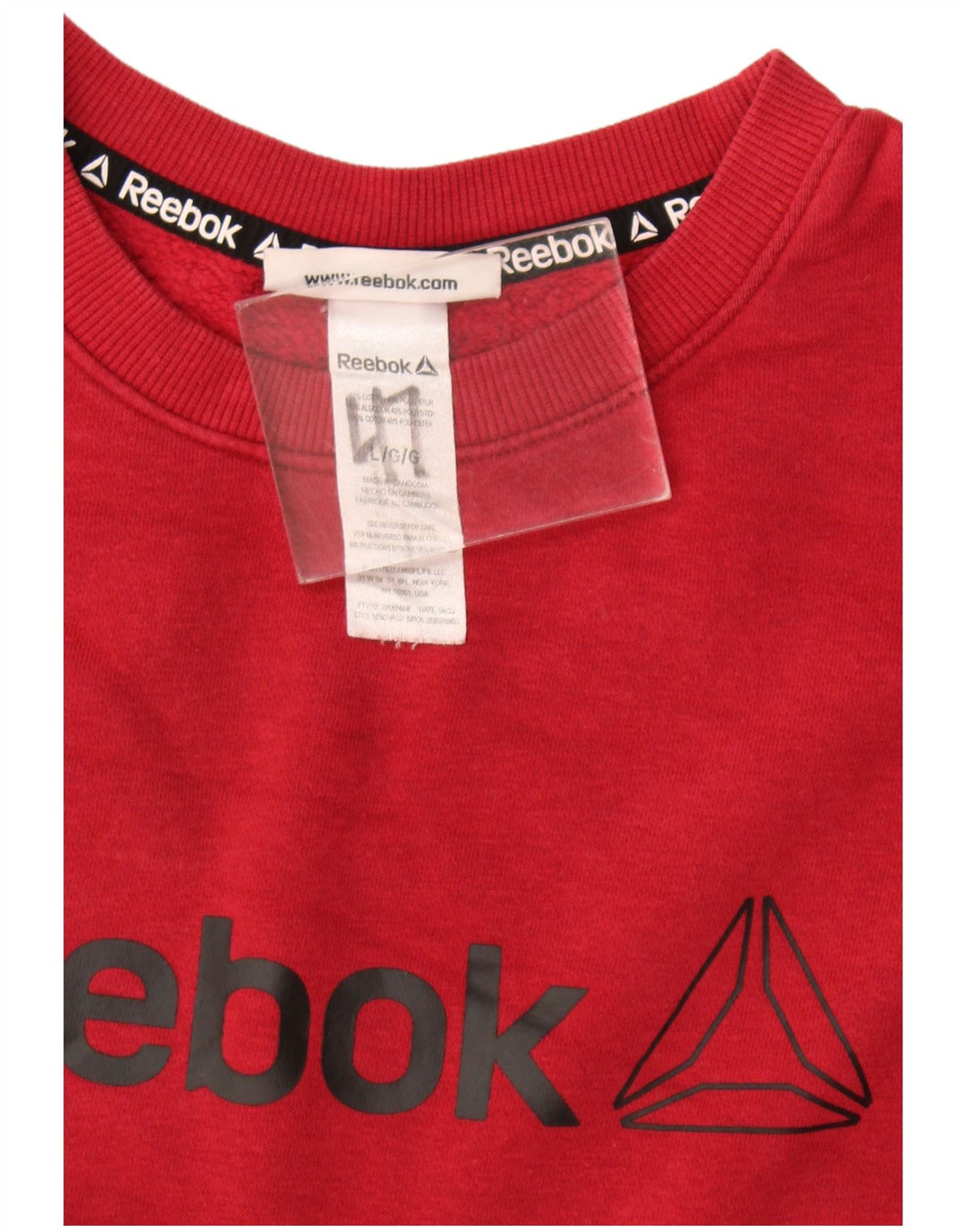 Reebok Mens Graphic Moletom Jumper Grande Algodão Borgonha