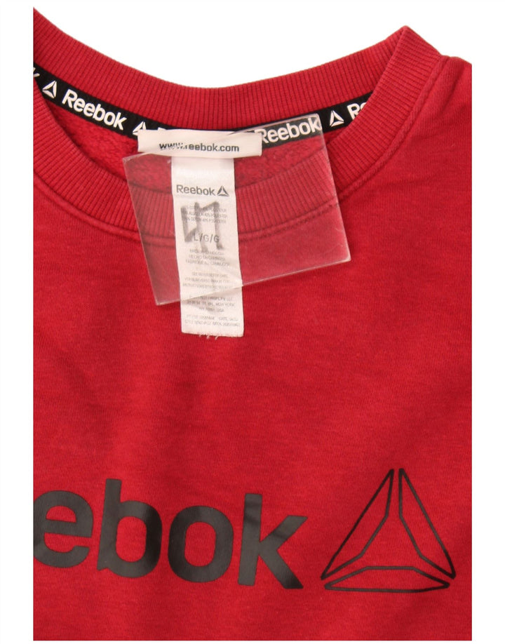Reebok Mens Graphic Moletom Jumper Grande Algodão Borgonha