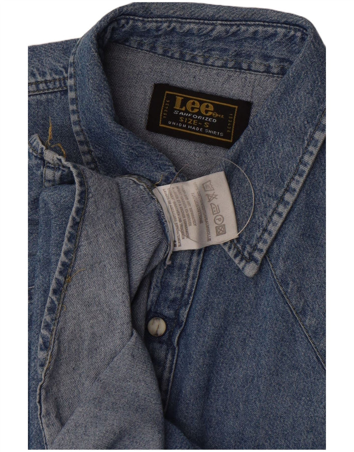 Camisa jeans masculina Lee pequena azul algodão