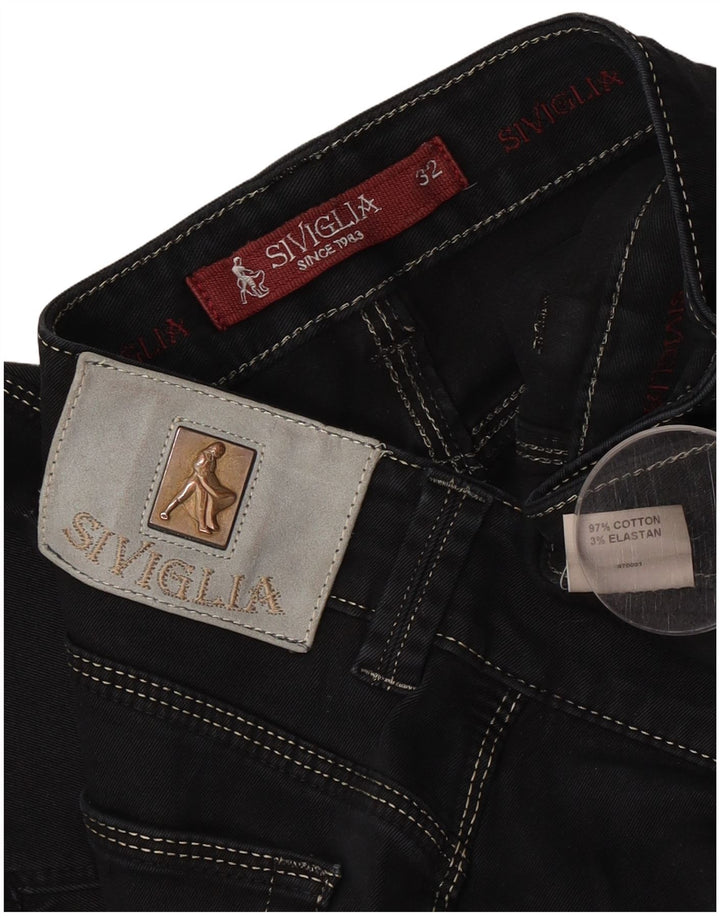 SIVIGLIA Mens Jeans Slim W32 L32 Algodão Preto