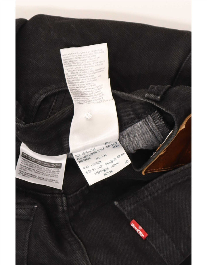 Jeans retos masculinos Levi's W36 L32 algodão preto