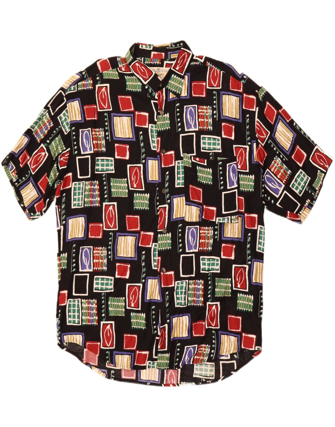 Camisa masculina de manga curta Haupt XL preta geométrica