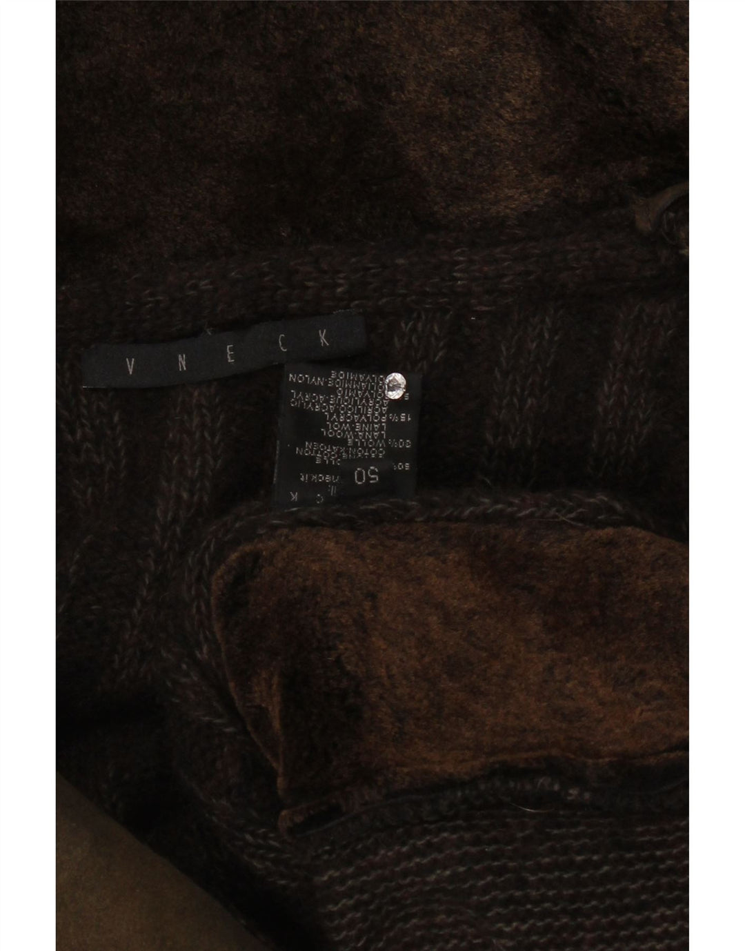 Suéter cardigã masculino vintage IT 50 algodão colorblock marrom médio