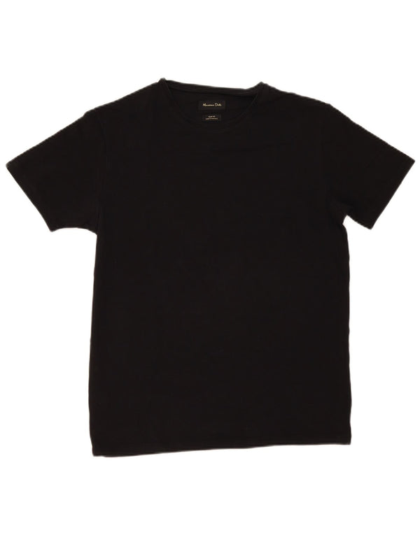 Camiseta masculina Massimo Dutti manga curta slim fit top médio preto