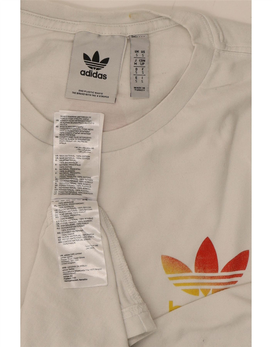 ADIDAS Mens Graphic T-Shirt Top Small White Cotton Vintage Adidas and Second-Hand Adidas from Messina Hembry 