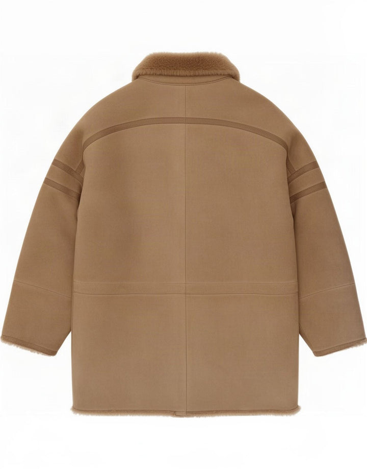 Jaqueta masculina vintage de shearling IT 50 grande marrom clássico