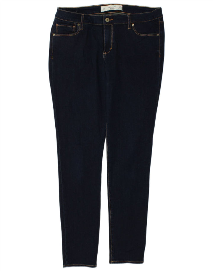 Calça jeans skinny feminina ABERCROMBIE & FITCH EUA 12 grande W31 L31 azul marinho