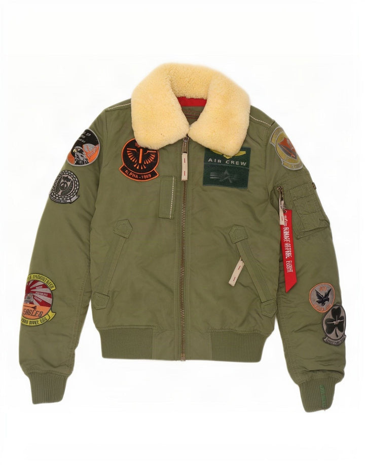 Jaqueta Bomber Feminina Alpha Industries Reino Unido 6 XS Verde Nylon