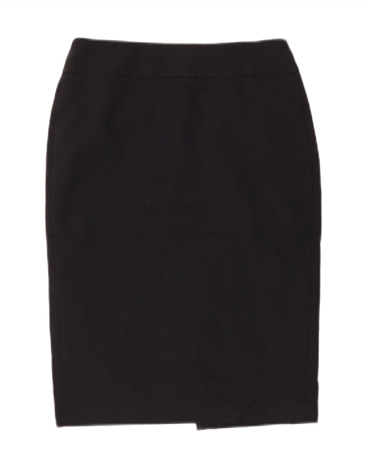 Saia lápis feminina Marks & Spencer Reino Unido 10 pequena W28 poliéster azul marinho