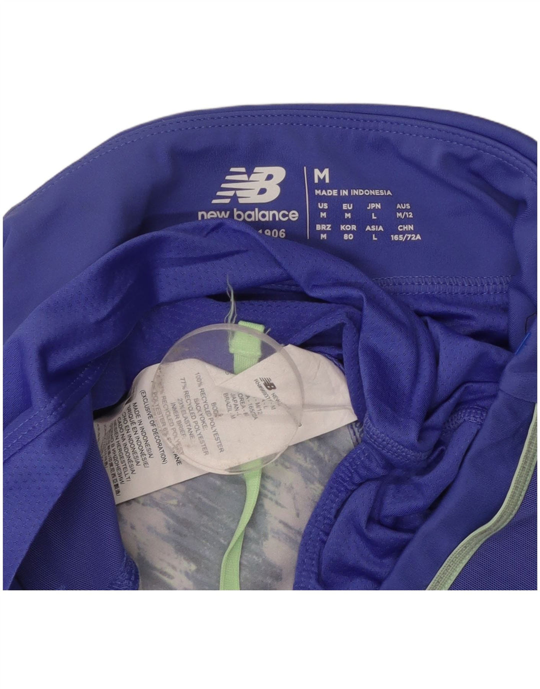 Shorts esportivo feminino NEW BALANCE com padrão abstrato Reino Unido 14 azul médio